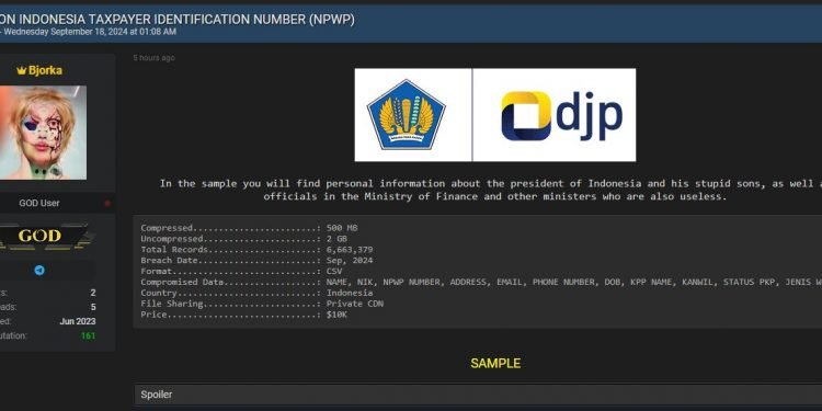 Kembali Bocor: 6 Juta NPWP Termasuk Milik Presiden dan Pejabat Tinggi Negara Terancam